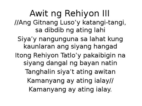 Awit NG Rehiyon III .